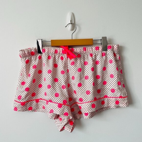 Victoria's Secret Other - Victoria's Secret Satin  Polka Dot Sleep Shorts Cream Hot Pink Size Large